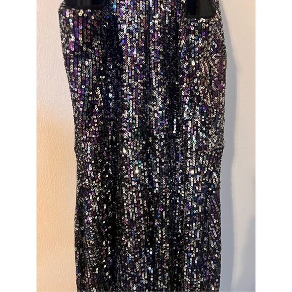 Betsy Adam Women's 4 Sequin Halter Evening Gown Black Metallic Glitz Glam Party - Picture 10 of 12